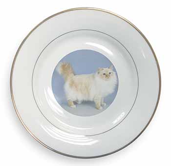 Red Birman Cat Gold Rim Plate Printed Full Colour in Gift Box