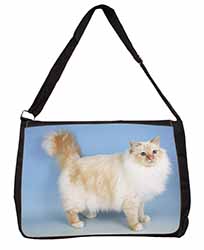 Red Birman Cat Large Black Laptop Shoulder Bag School/College