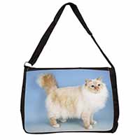 Red Birman Cat Large Black Laptop Shoulder Bag School/College