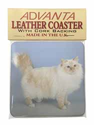 Red Birman Cat Single Leather Photo Coaster