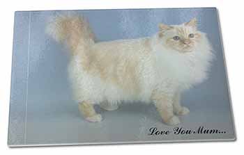 Large Glass Cutting Chopping Board Red Birman Cat 