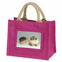 Tabby Birman Cat Little Girls Small Pink Jute Shopping Bag