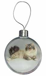Tabby Birman Cat Christmas Bauble