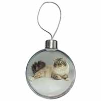 Tabby Birman Cat Christmas Bauble