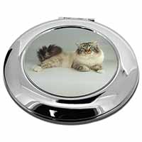 Tabby Birman Cat Make-Up Round Compact Mirror