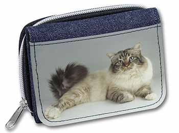 Tabby Birman Cat Unisex Denim Purse Wallet