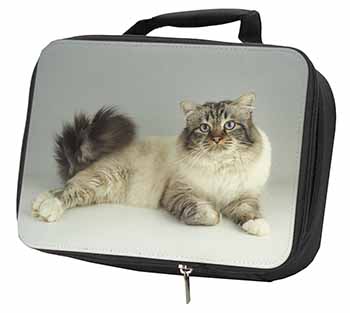 Tabby Birman Cat Black Insulated School Lunch Box/Picnic Bag