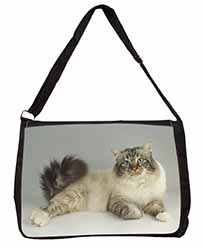 Tabby Birman Cat Large Black Laptop Shoulder Bag School/College