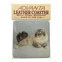 Tabby Birman Cat Single Leather Photo Coaster