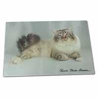 Large Glass Cutting Chopping Board Tabby Birman Cat 
