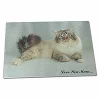 Large Glass Cutting Chopping Board Tabby Birman Cat 