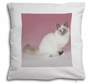 Tortie Birman Cat Soft White Velvet Feel Scatter Cushion