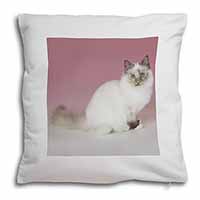 Tortie Birman Cat Soft White Velvet Feel Scatter Cushion