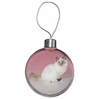 Tortie Birman Cat Christmas Bauble