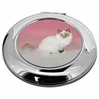 Tortie Birman Cat Make-Up Round Compact Mirror