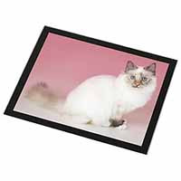 Tortie Birman Cat Black Rim High Quality Glass Placemat