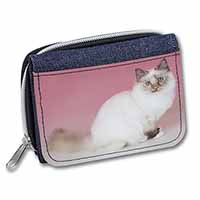 Tortie Birman Cat Unisex Denim Purse Wallet