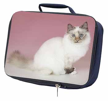 Tortie Birman Cat Navy Insulated School Lunch Box/Picnic Bag