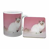 Tortie Birman Cat Mug and Coaster Set