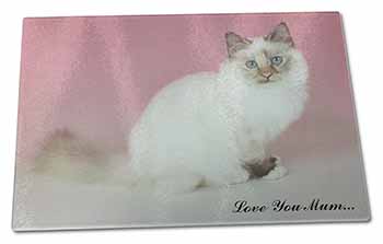 Large Glass Cutting Chopping Board Birman Cat 