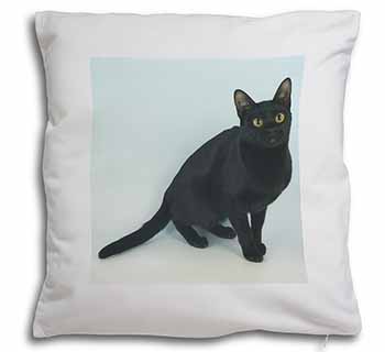 Black Bombay Cat Soft White Velvet Feel Scatter Cushion