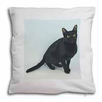 Black Bombay Cat Soft White Velvet Feel Scatter Cushion