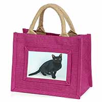 Black Bombay Cat Little Girls Small Pink Jute Shopping Bag