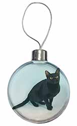 Black Bombay Cat Christmas Bauble