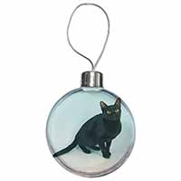 Black Bombay Cat Christmas Bauble