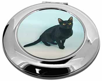 Black Bombay Cat Make-Up Round Compact Mirror