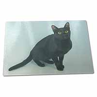 Large Glass Cutting Chopping Board Black Bombay Cat