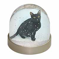 Black Bombay Cat Snow Globe Photo Waterball