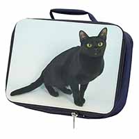 Black Bombay Cat Navy Insulated School Lunch Box/Picnic Bag