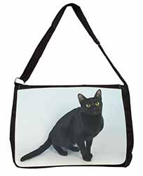 Black Bombay Cat Large Black Laptop Shoulder Bag School/College