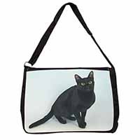 Black Bombay Cat Large Black Laptop Shoulder Bag School/College