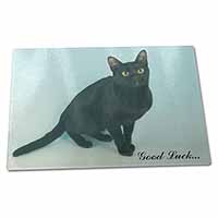 Large Glass Cutting Chopping Board Bombay Black Cat 