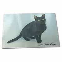 Large Glass Cutting Chopping Board Black Cat 