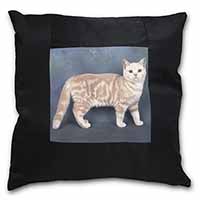 British Shorthair Ginger Cat Black Satin Feel Scatter Cushion