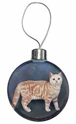 British Shorthair Ginger Cat Christmas Bauble