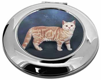 British Shorthair Ginger Cat Make-Up Round Compact Mirror