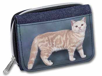 British Shorthair Ginger Cat Unisex Denim Purse Wallet