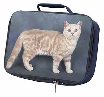 British Shorthair Ginger Cat Navy Insulated School Lunch Box/Picnic Bag
