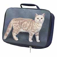 British Shorthair Ginger Cat Navy Insulated School Lunch Box/Picnic Bag