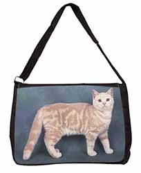 British Shorthair Ginger Cat Large Black Laptop Shoulder Bag School/College