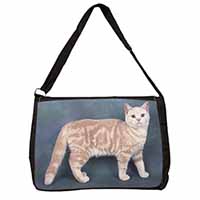 British Shorthair Ginger Cat Large Black Laptop Shoulder Bag School/College