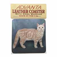 British Shorthair Ginger Cat Single Leather Photo Coaster