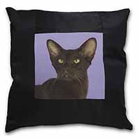 Chocolate Havana Cat Black Satin Feel Scatter Cushion