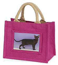 Chocolate Havana Cat Little Girls Small Pink Jute Shopping Bag