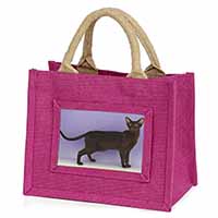 Chocolate Havana Cat Little Girls Small Pink Jute Shopping Bag