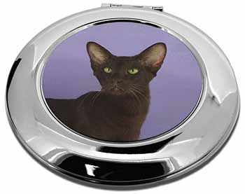 Chocolate Havana Cat Make-Up Round Compact Mirror